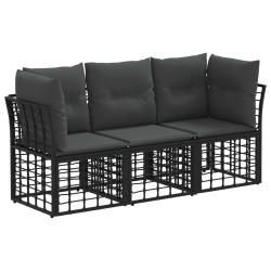Ensemble de canapés d'extérieur Noir Polyester 643161643161