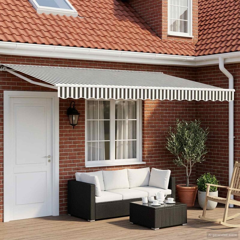 Cadre de store manuel avec LEDs Anthracite et blanc 4,5 × 3,5 m 643166643166