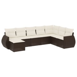 Salon de jardin 8 pcs avec coussins marron résine tressée 643171643171