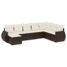 Salon de jardin 8 pcs avec coussins marron résine tressée 643171643171