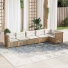 Salon de jardin avec coussins 6 pcs beige résine tressée 643174643174