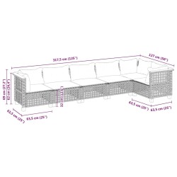 Salon de jardin avec coussins 6 pcs beige résine tressée 643174643174