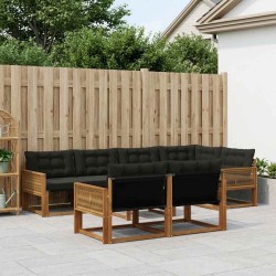 Ensemble de canapés d'extérieur 7 pcs Naturel et noir 643181643181