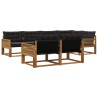 Ensemble de canapés d'extérieur 7 pcs Naturel et noir 643181643181