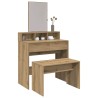 Tabouret de toilette chêne artisanal 70x35x45cm bois ingénierie 643183643183