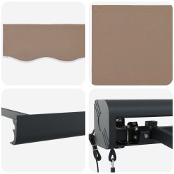 Auvent rétractable Taupe 300 x 250 cm Tissu et Métal 643185643185