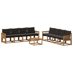Ensemble de canapés d'extérieur 9 pcs Naturel et noir 643187643187
