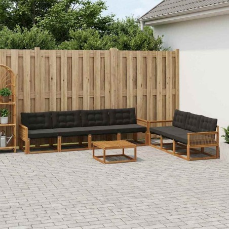 Ensemble de canapés d'extérieur 8 pcs Naturel et noir 643188643188