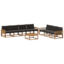 Ensemble de canapés d'extérieur 8 pcs Naturel et noir 643188643188