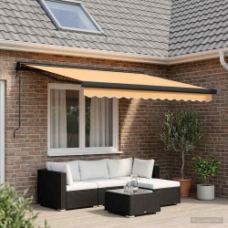 Auvent rétractable Sable 300 x 250 cm Tissu et Métal 643190643190