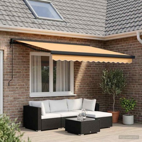 Auvent rétractable Sable 300 x 250 cm Tissu et Métal 643190643190