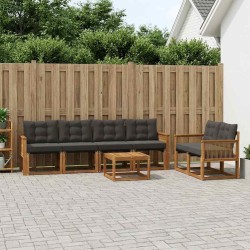 Ensemble de canapés d'extérieur 7 pcs Naturel et noir 643197643197