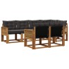 Ensemble de canapés d'extérieur 7 pcs Naturel et noir 643198643198