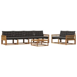 Ensemble de canapés d'extérieur 7 pcs Naturel et noir 643202643202