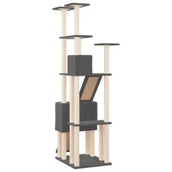 Arbre à chat avec griffoirs en sisal Gris foncé 190 cm 643206643206