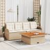Salon de jardin avec coussins 3 pcs beige résine tressée 643210643210