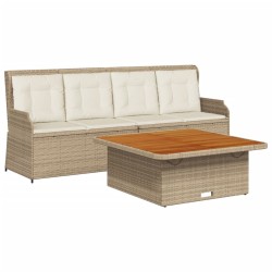 Salon de jardin avec coussins 3 pcs beige résine tressée 643210643210