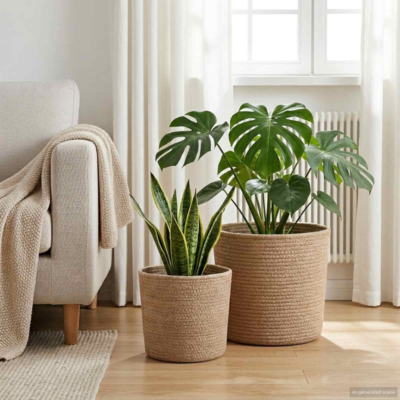 Ensemble de Pots à Plantes 2 pcs Naturel Ø 28 x 28 cm 643211643211