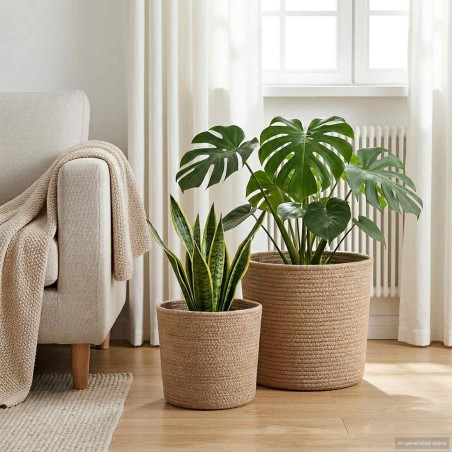 Ensemble de Pots à Plantes 2 pcs Naturel Ø 28 x 28 cm 643211643211