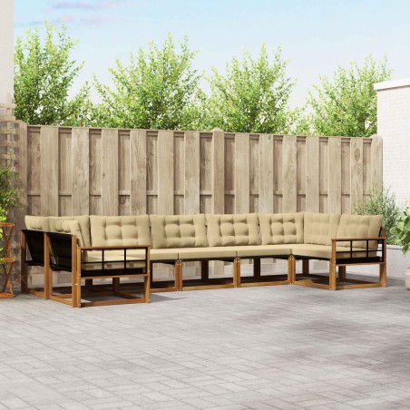 Ensemble de canapés d'extérieur 7 pcs Naturel et Beige 643215643215