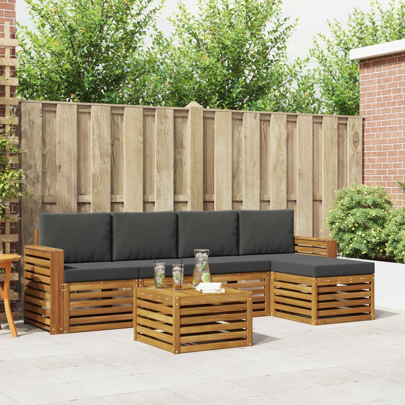Ensemble de canapés d'extérieur 6 pcs Naturel et Anthracite 643218643218