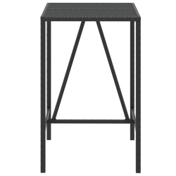 Table de bar et dessus en verre noir 70x70x110 cm poly rotin 643250643250
