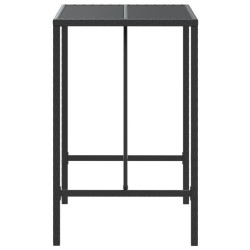 Table de bar et dessus en verre noir 70x70x110 cm poly rotin 643250643250