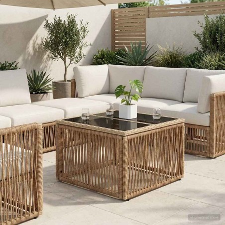 Table de Jardin Beige et Noir 55 x 55 x 37 cm 643251643251