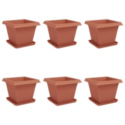 Pots de plantes 6 pcs Rouge brique 38 x 38 x 30 cm Plastique 643255643255