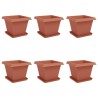 Pots de plantes 6 pcs Rouge brique 38 x 38 x 30 cm Plastique 643255643255