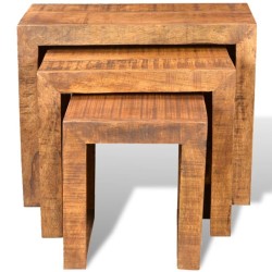 Table gigogne 3 pcs Bois massif de manguier   