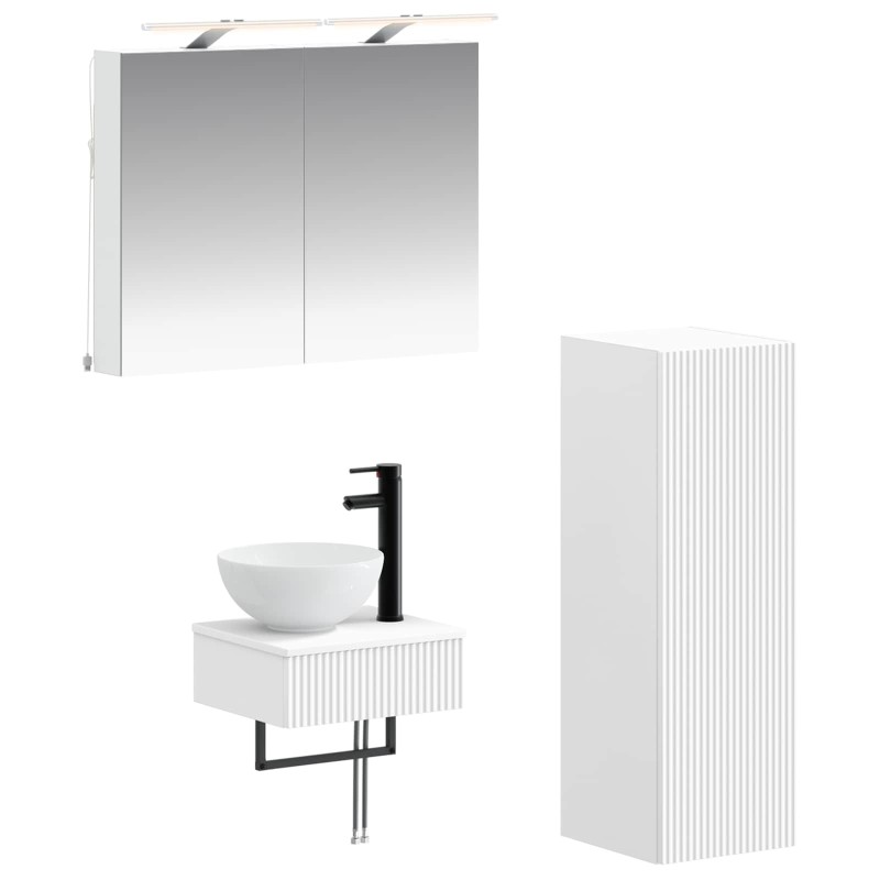 Ensemble d'armoire de salle de bain 4 pcs Blanc 643290643290