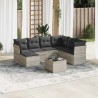 Salon de jardin 8 pcs avec coussins gris clair résine tressée 643292643292