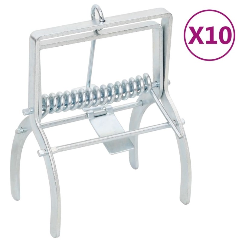 Pièges à taupes 10 pcs Argenté Acier galvanisé 643302643302