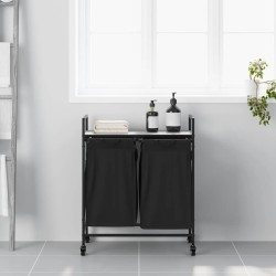 Panier à linge à 2 compartiments avec roulettes Gris Sonoma 643310643310