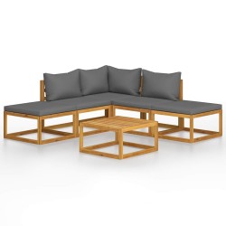 Salon de jardin 6 pcs avec coussins Bois d'acacia solide 643313643313