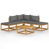 Salon de jardin 6 pcs avec coussins Bois d'acacia solide 643313643313