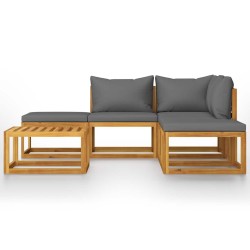 Salon de jardin 6 pcs avec coussins Bois d'acacia solide 643313643313