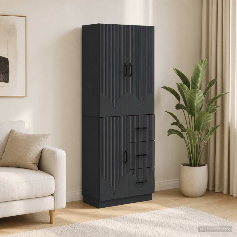 Ensemble de Meubles 2 pcs Noir Bois d'ingénierie 643352643352
