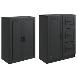 Ensemble de Meubles 2 pcs Noir Bois d'ingénierie 643353643353