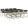 Ensemble à manger de jardin et coussins 9 pcs gris clair rotin 643357643357