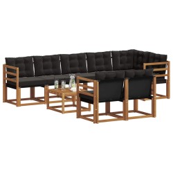 Ensemble de canapés d'extérieur 9 pcs Naturel et Noir 643359643359