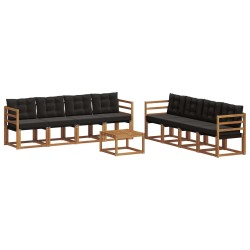 Ensemble de canapés d'extérieur 9 pcs Naturel et Noir 643360643360