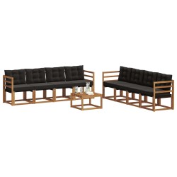 Ensemble de canapés d'extérieur 9 pcs Naturel et Noir 643360643360