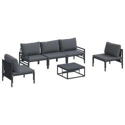 Ensemble de canapé de jardin avec coussin 6 pcs Noir Acier 643373643373