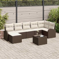 Ensemble de canapé de jardin 8 pcs Marron Poly rotin 643375643375