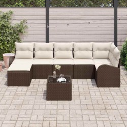 Ensemble de canapé de jardin 8 pcs Marron Poly rotin 643375643375