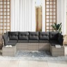 Ensemble de canapé de jardin 7 pcs Gris clair Poly rotin 643376643376