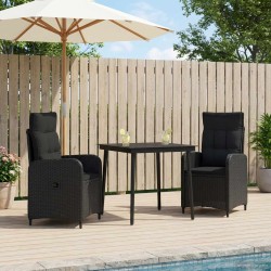 Ensemble de Tables Basses avec coussin avec oreiller 3 pcs Noir 643384643384