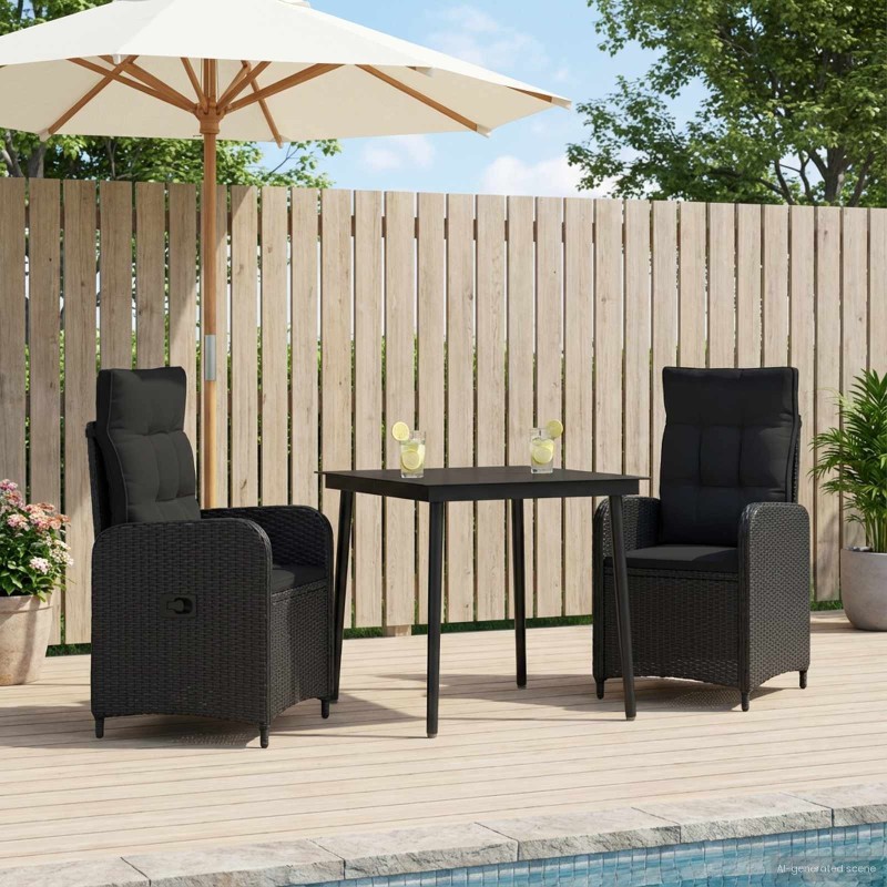 Ensemble de Tables Basses avec coussin avec oreiller 3 pcs Noir 643384643384